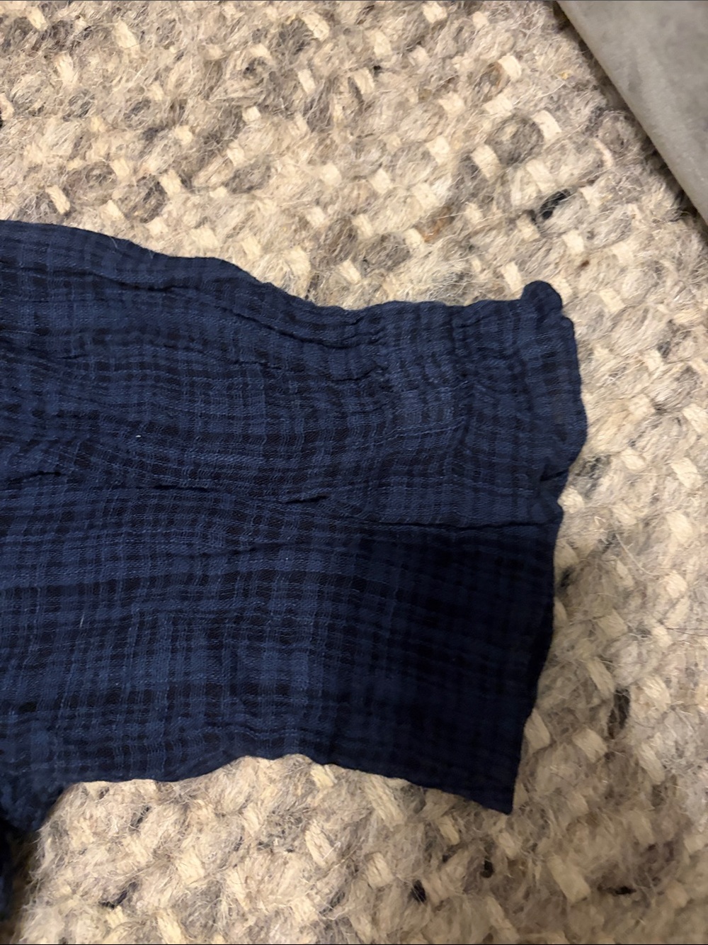 Apiece Apart Navy Ruffle-Neck Short Sleeve Blouse - Picture 4 of 7
